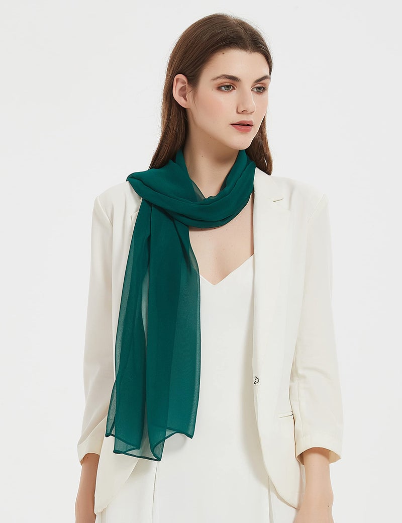PANTONIGHT Long Chiffon Sheer Scarf For womens (712 green) - Image 2